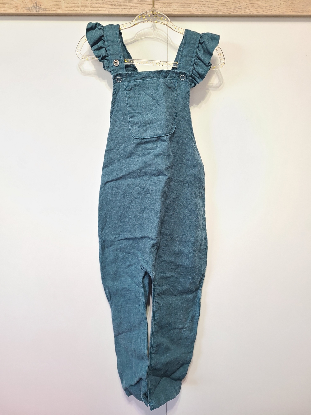 Kids Teal Ruffled Strap Gemma Overalls